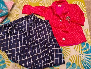 New Cute Yellow Polka Dot Skirt Set