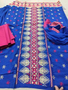 Embroidered Blue &amp; Pink unstitched