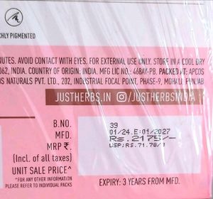 Just Herbs Glam Box 5 Products