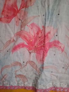 Light Blue Floral Kurta Set Dupatta damege