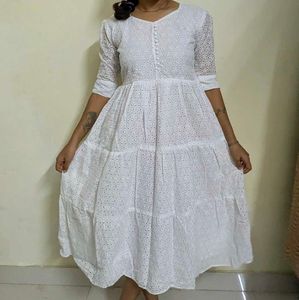 Elegant White Broderie Anglaise Gown