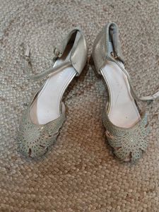 Gold Embellished Heel Sandals