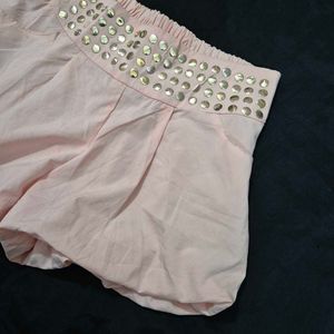 Pink Studded bubble Shorts