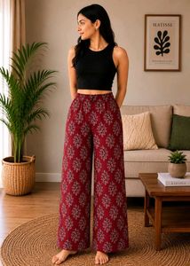 Rust cotton palazzo pants