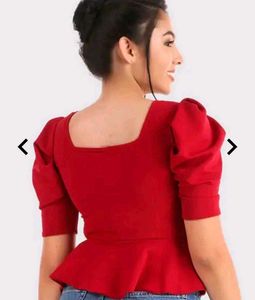 Combo Puff Sleeve Peplum Tops