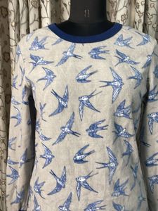 Cute Bird Print Long Sleeve Top