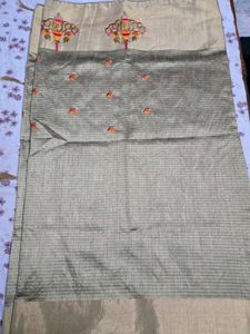 Elegant Silver Embroidered Banarasi Saree