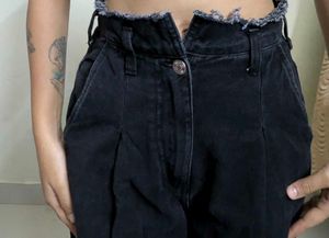 Black Denim Cargo Pants
