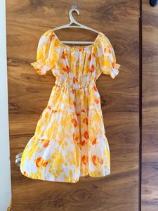 Sunny Yellow Floral Tiered Mini Dress