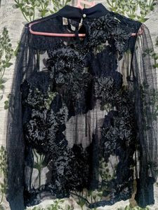 Sheer Floral Embellished Top