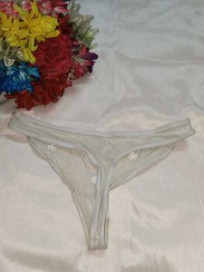 Delicate Lace Trim Thong Panty