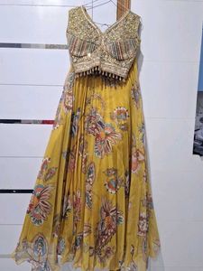 mustard beautiful lehanga choli set