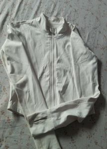 White Zip-Up Athletic Jacket