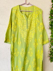 Lime Green Chikankari Kurta
