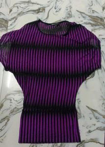 Y2k Purple &amp; Black Striped Knit Top