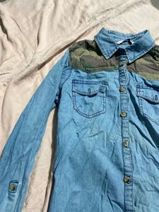 Denim Shirt with Camo Details