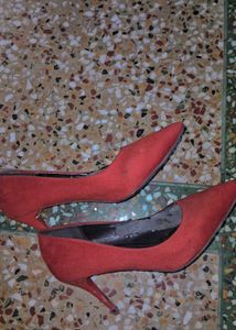 Chic Red Suede Stiletto Heels