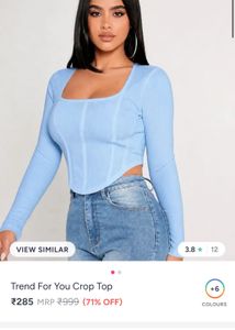Light Blue Corset Crop Top