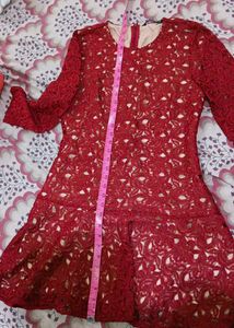 Zara Maroon Lace Dress
