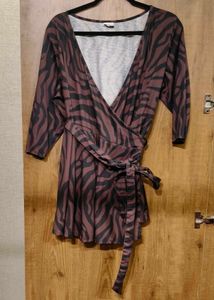 Amydus Zebra Print Wrap Top