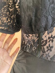 Black bodycon mesh dress