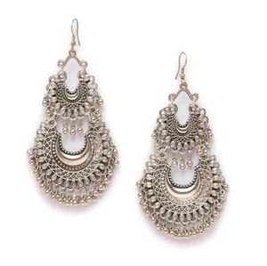 Oxidized Silver Jhumka Earrings