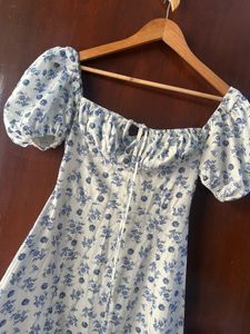 Floral Puff Sleeve Midi Dress