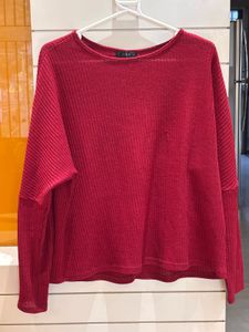 Cozy Red Ribbed Knit Sweater