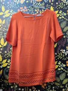 Bright Orange Cutwork Top