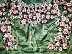 Designer Green Embellished Saree