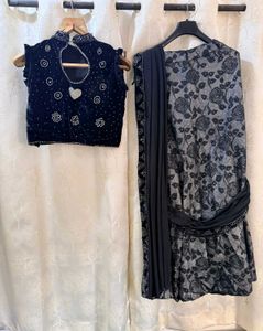 Stylish Black Ready to wear Saree Type Lehenga