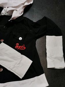 Black White Jacket Crop Top.