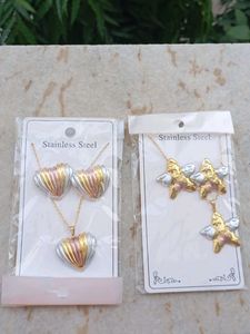 Tri-Color Stainless Steel Necklace &amp; Earrings Set