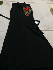 Black Rose Embroidered Dress