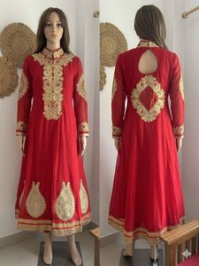 Elegant Red & Gold Anarkali Dress