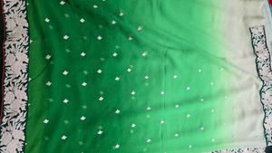 dual-tone green ombre chiffon saree, a gracefully