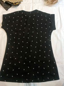 Chic Black T-Shirt with Artistic Detail