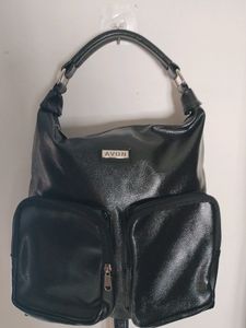 Avon Black Faux Leather Hobo Bag