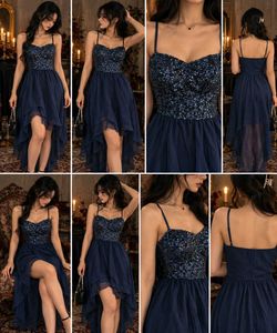 Sparkly Navy Blue High-Low Dress