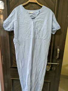 Light Blue V-Neck Midi Dress