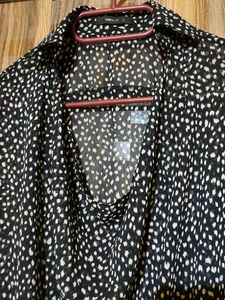 Comme Ca Ism See-through Black/White Printed Top