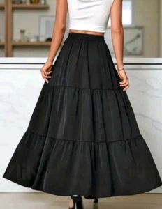 Elegant Black Tiered Maxi Skirt