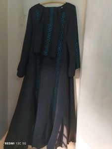 Elegant Blue Stone Work Abaya Gown