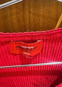 Sassafras Red Button-Up Ribbed Top
