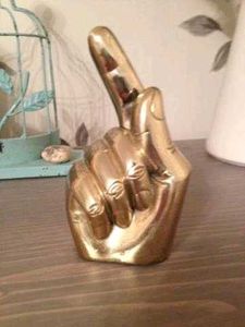 Vintage Unique Brass Pointing Finger Gesture Decor