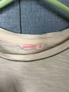 Cream Textured T-Shirt