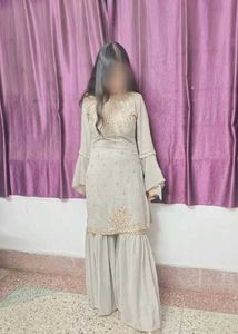 Elegant Grey Kurta Set with Sharara