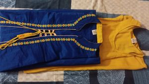 Vintage Blue & Mustard Two-Piece Set