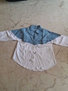 Chic Color Block Denim Shirt