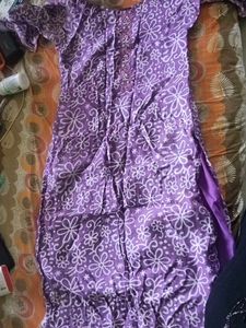 Purple Floral Print Kurta